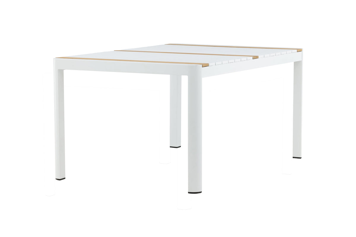 Togo matbord 150x90 cm vit aluminium och teak