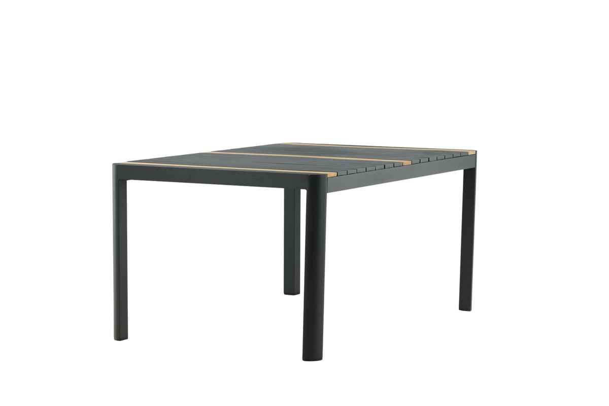 Togo matbord 150x90 cm svart aluminium och teak