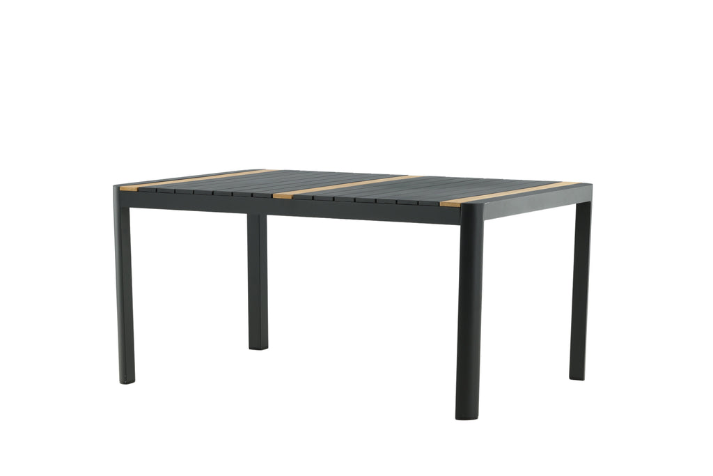 Togo matbord 150x90 cm svart aluminium och teak