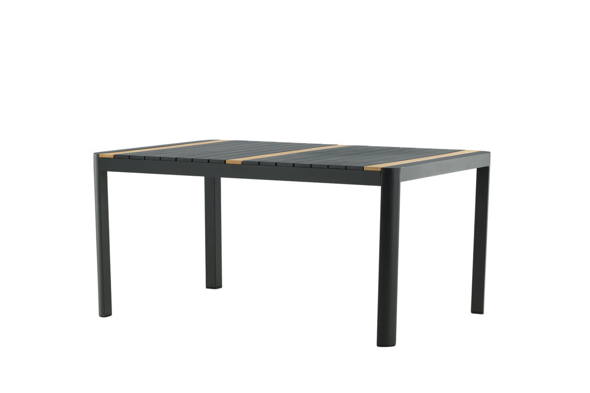 Togo matbord 150x90 cm svart aluminium och teak