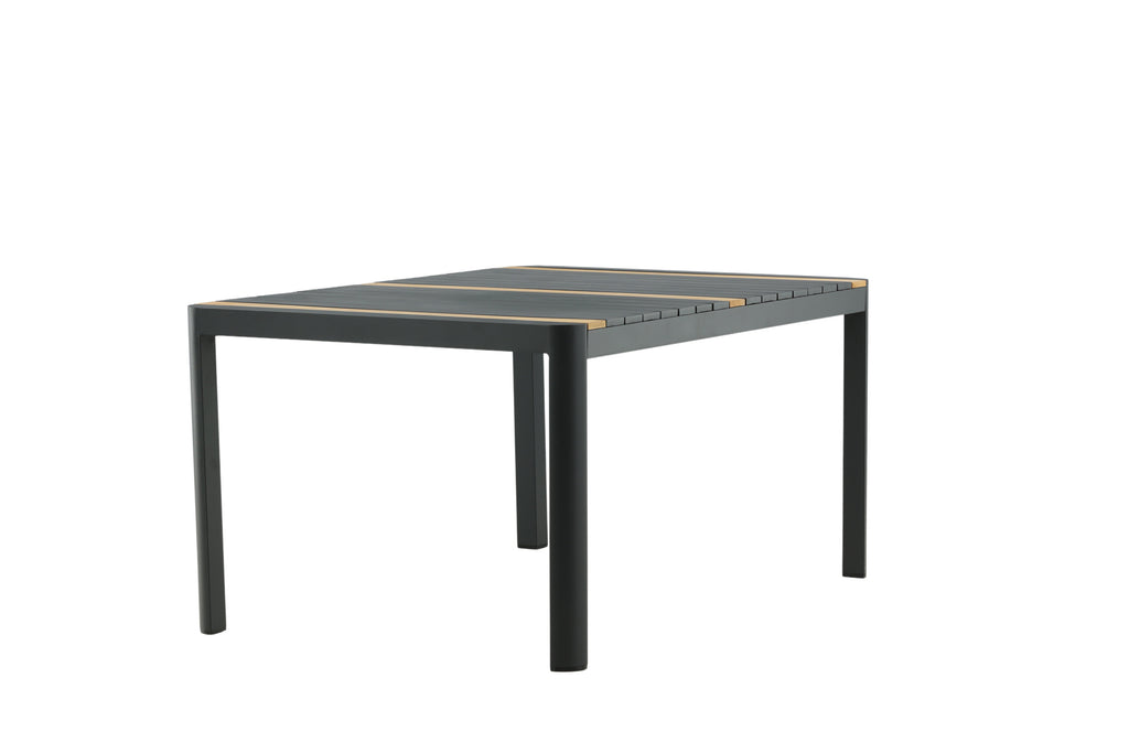 Togo matbord 150x90 cm svart aluminium och teak