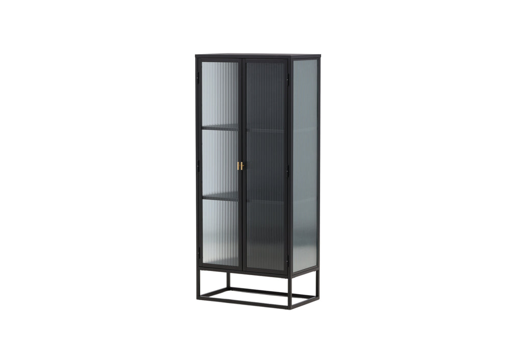 Garis högskåp svart stål och glas