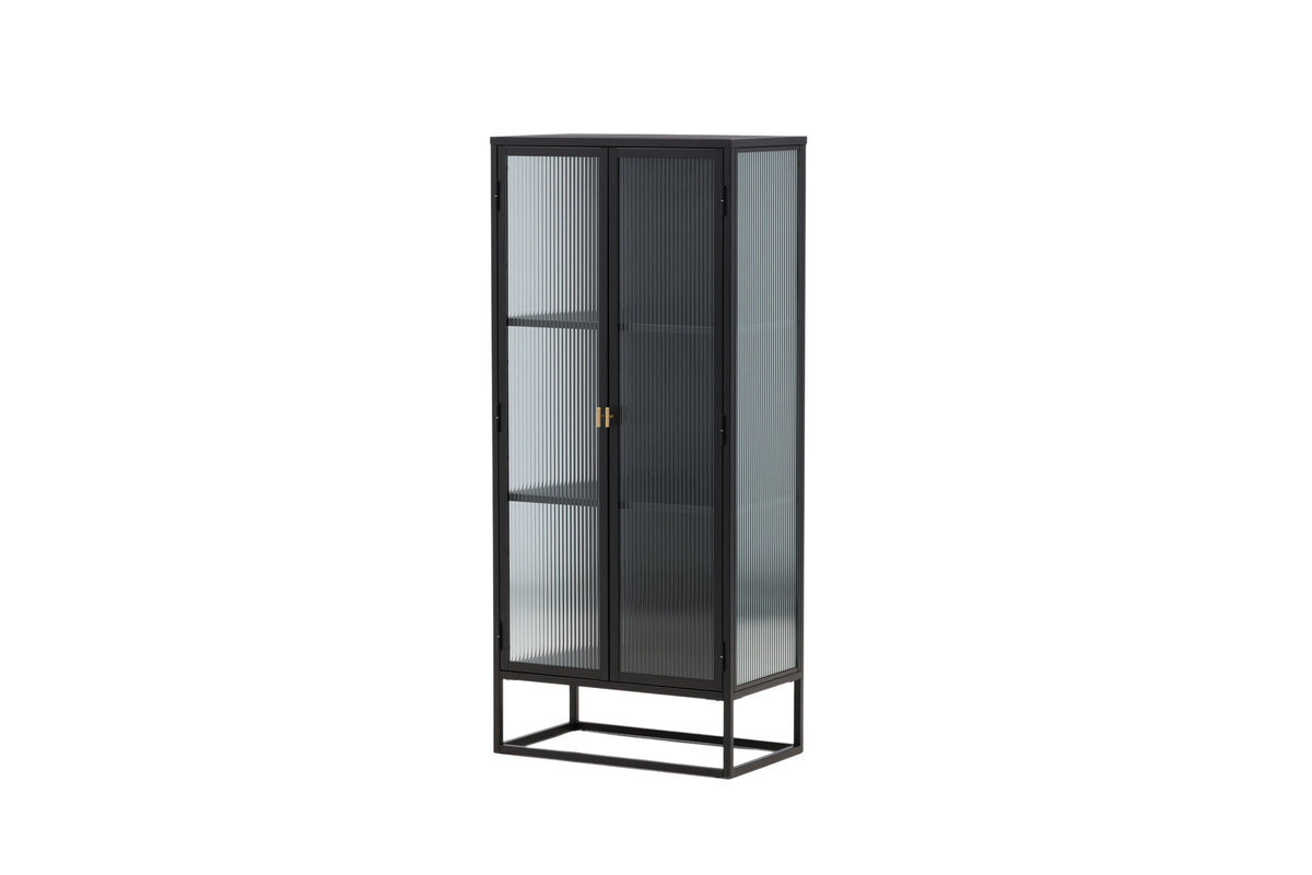 Garis högskåp svart stål och glas