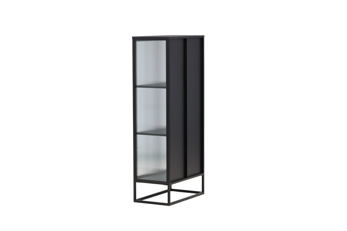 Garis högskåp svart stål och glas