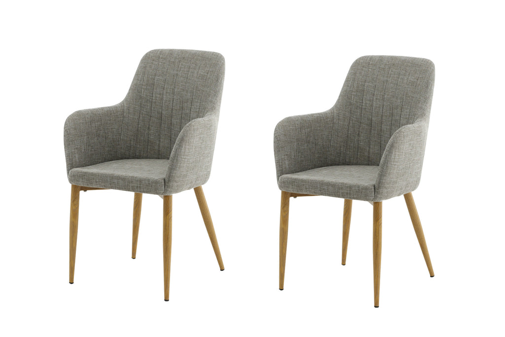 Comfort matstol 2-pack ljusgrå med ekmönstrade ben