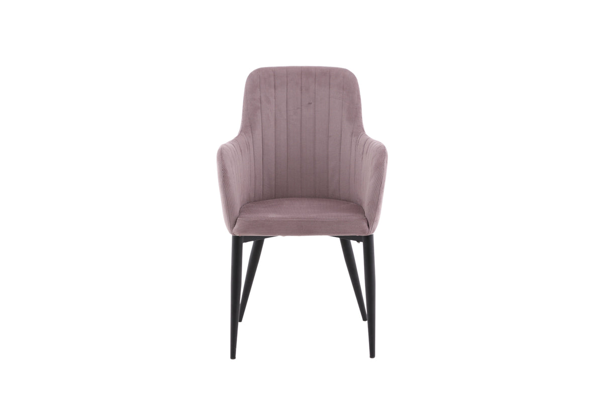 Comfort matstol 2-pack gammelrosa manchester med svarta ben