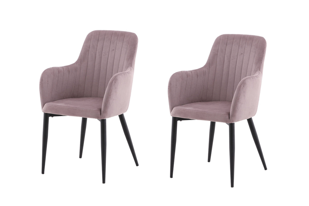 Comfort matstol 2-pack gammelrosa manchester med svarta ben