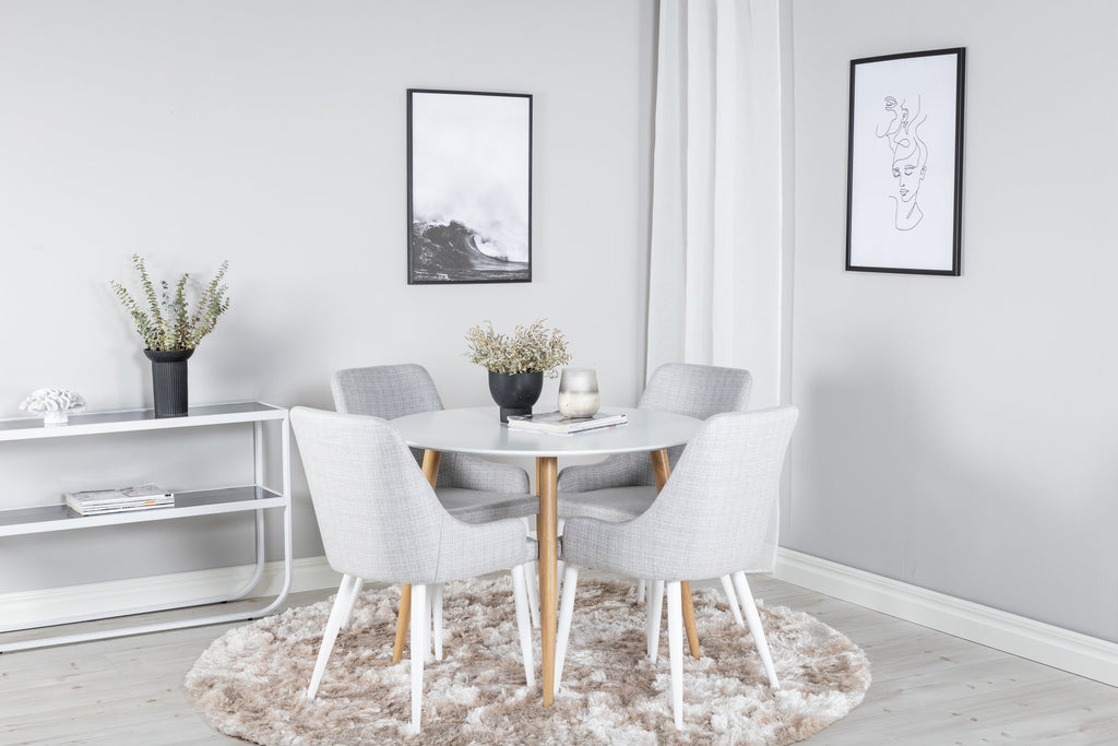 Plaza runt matbord Ø100 cm höjd 75 cm ekimitation och vitt