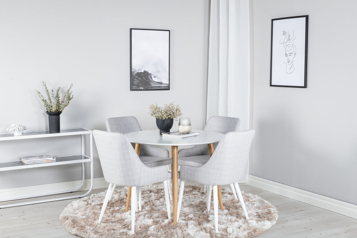 Plaza runt matbord Ø100 cm höjd 75 cm ekimitation och vitt