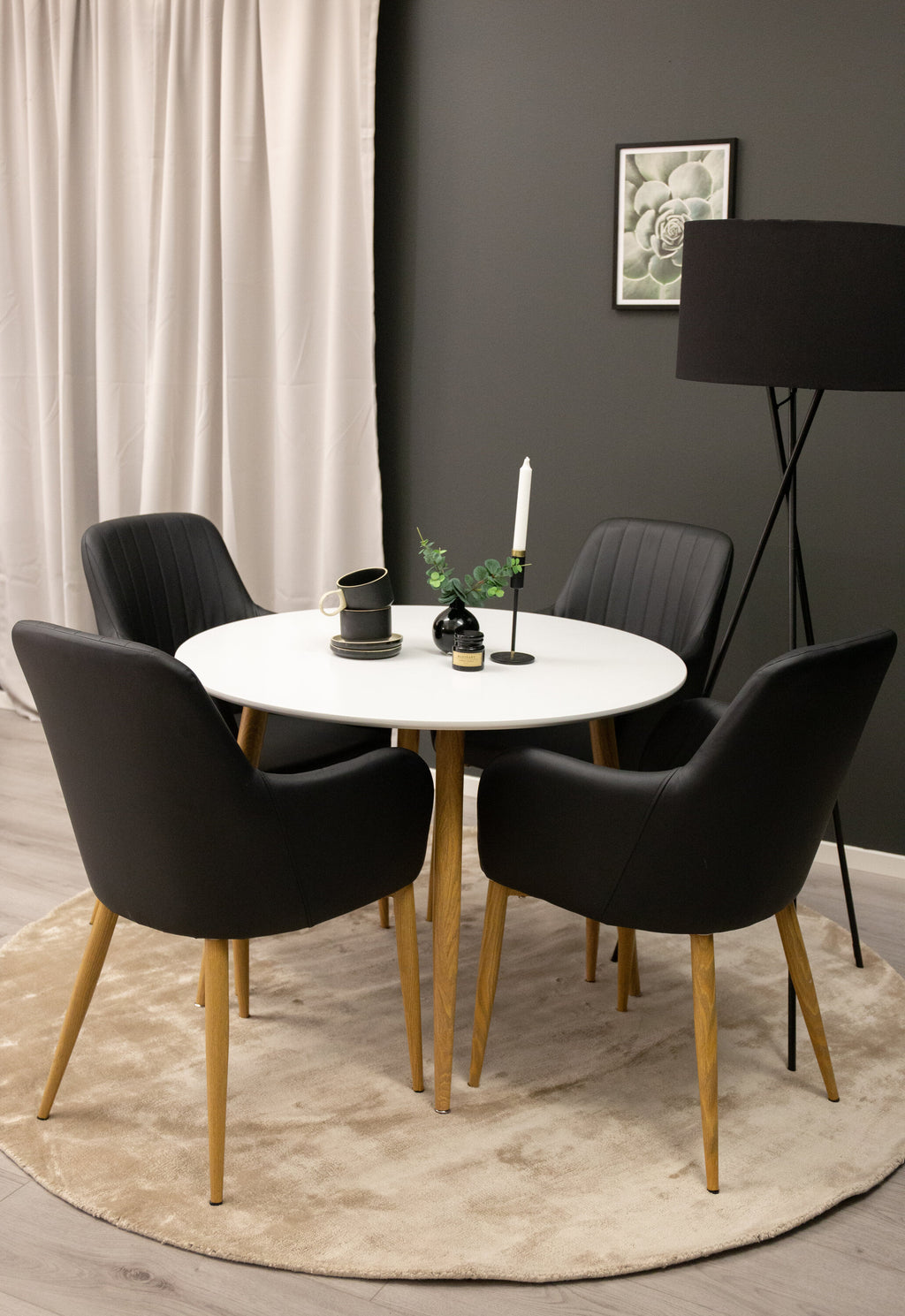 Plaza runt matbord Ø100 cm höjd 75 cm ekimitation och vitt