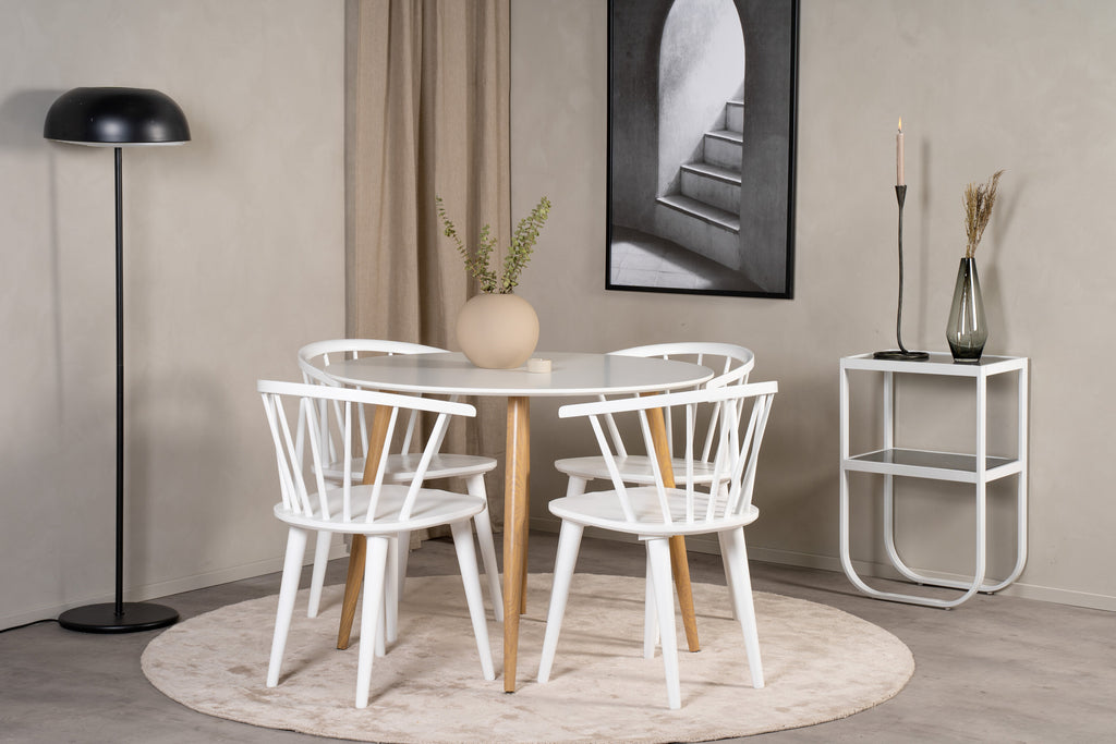 Plaza runt matbord Ø100 cm höjd 75 cm ekimitation och vitt