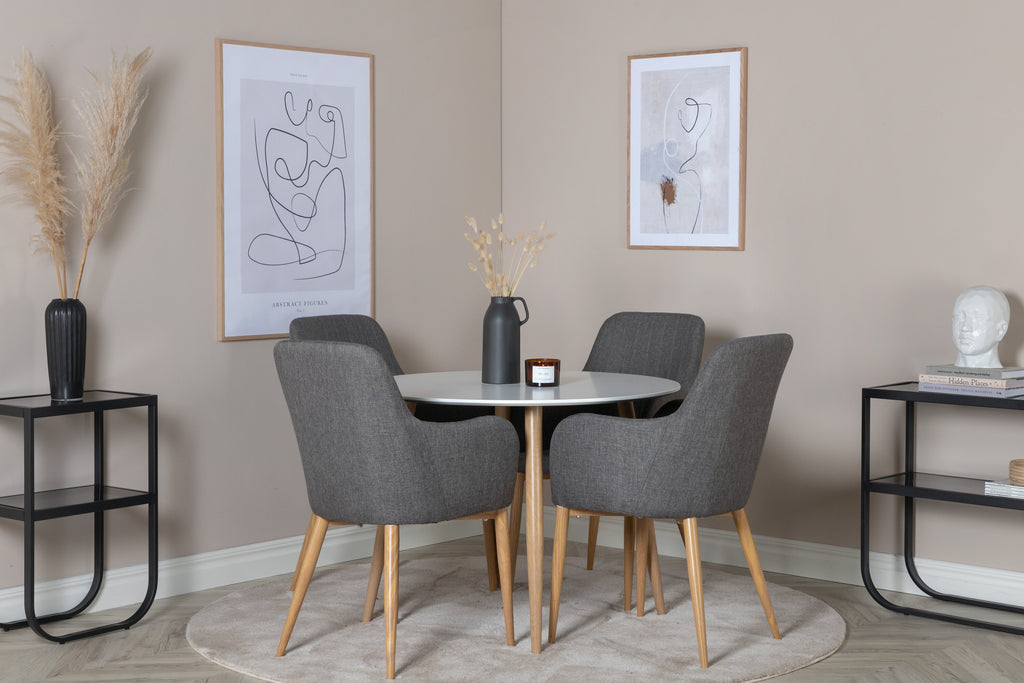 Plaza runt matbord Ø100 cm höjd 75 cm ekimitation och vitt