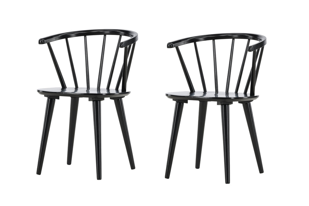 Bobby matstol 2-pack svart massivt gummiträ