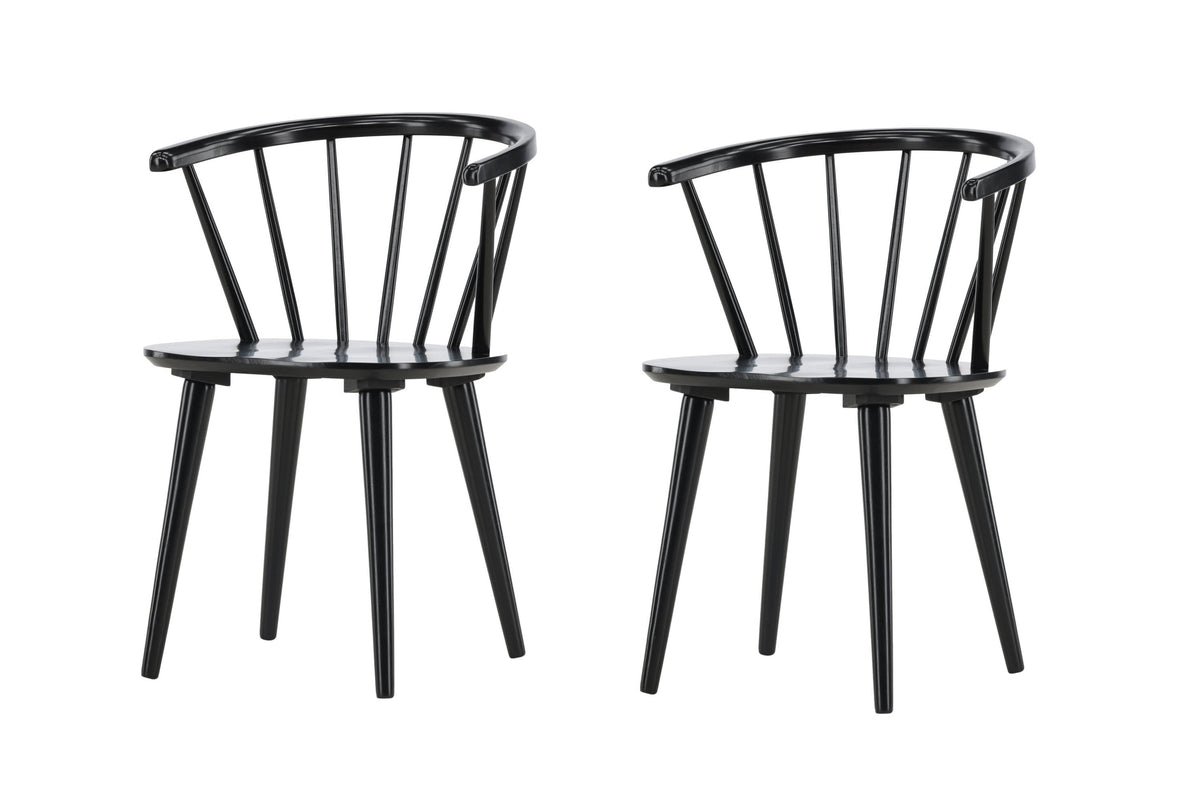 Bobby matstol 2-pack svart massivt gummiträ