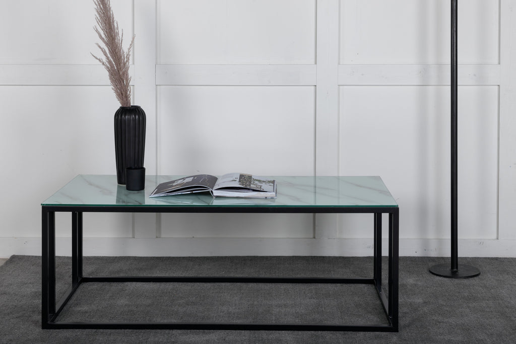 Rock 2.0 soffbord 120x60x45 cm svart med glasmarmor