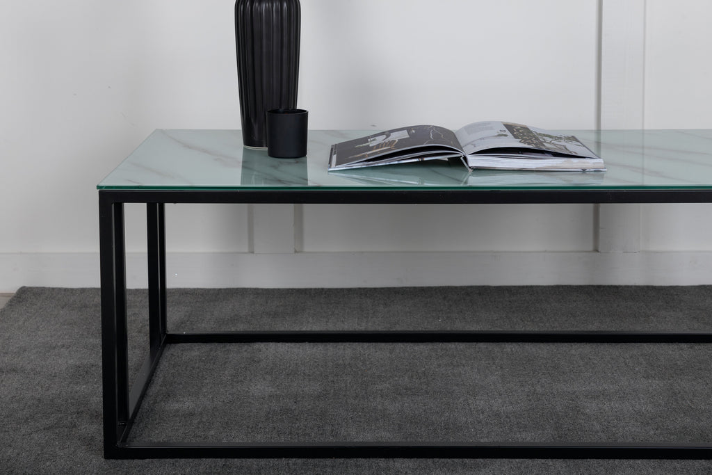 Rock 2.0 soffbord 120x60x45 cm svart med glasmarmor