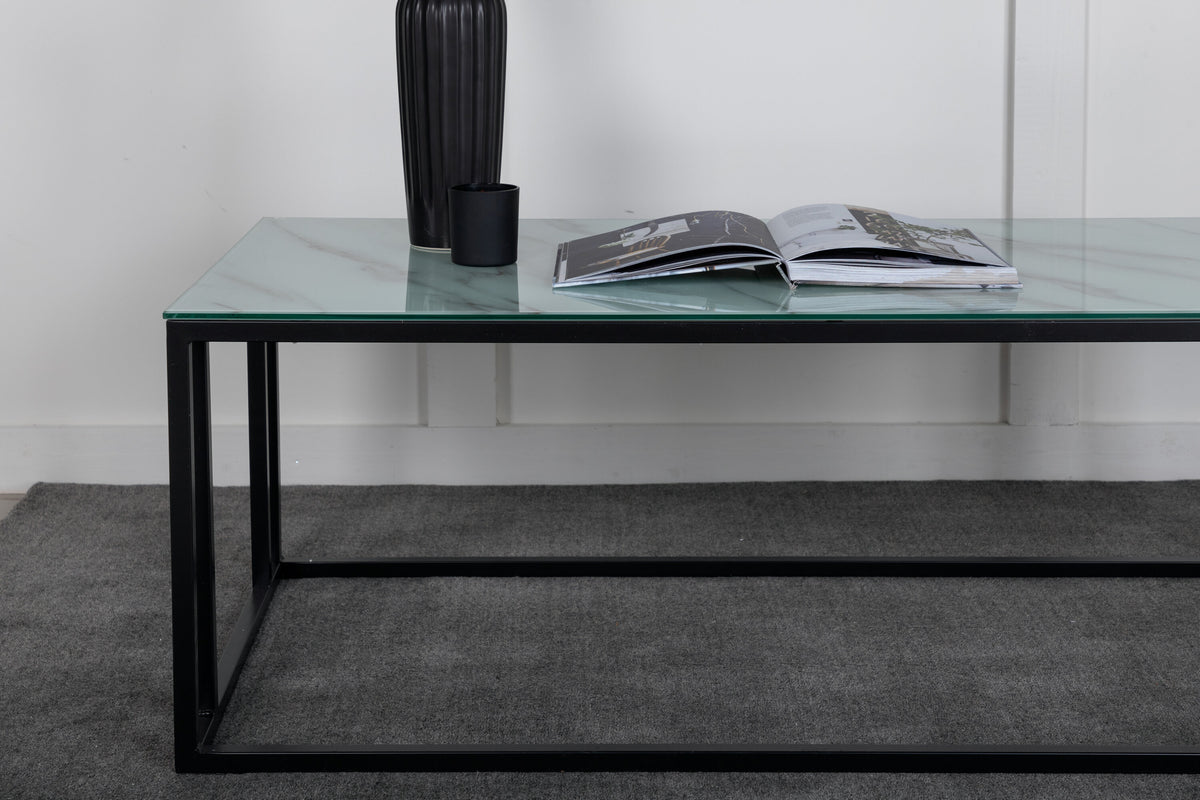 Rock 2.0 soffbord 120x60x45 cm svart med glasmarmor