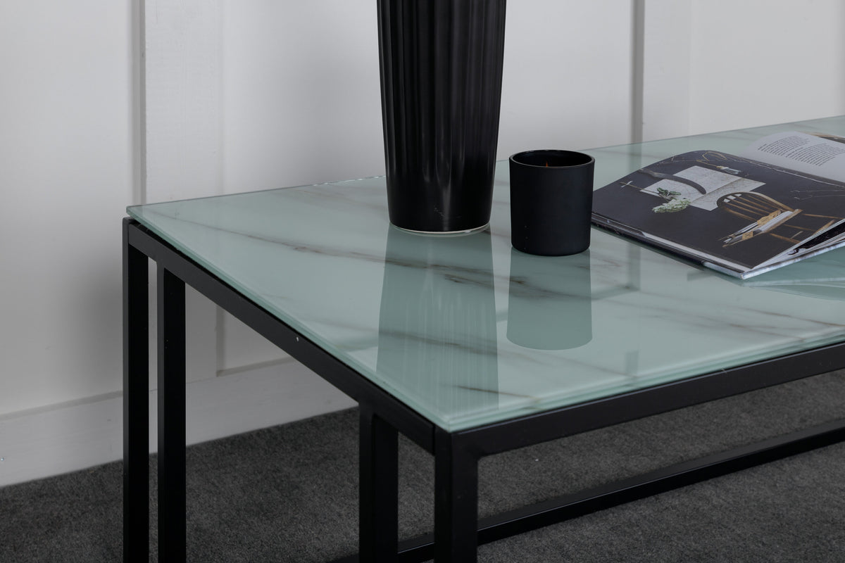 Rock 2.0 soffbord 120x60x45 cm svart med glasmarmor