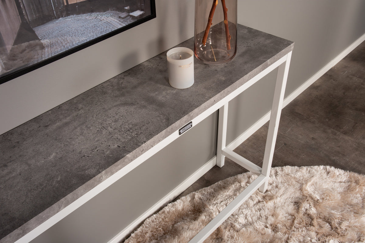 Rise sidobord 110x30x80 cm vitt med betongutseende