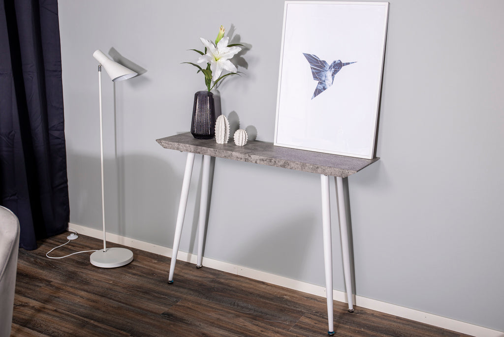 Edge sidobord vitt med betongutseende