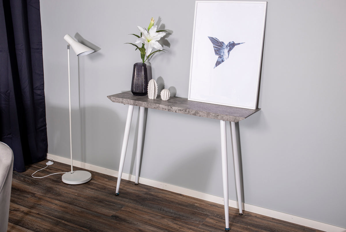 Edge sidobord vitt med betongutseende
