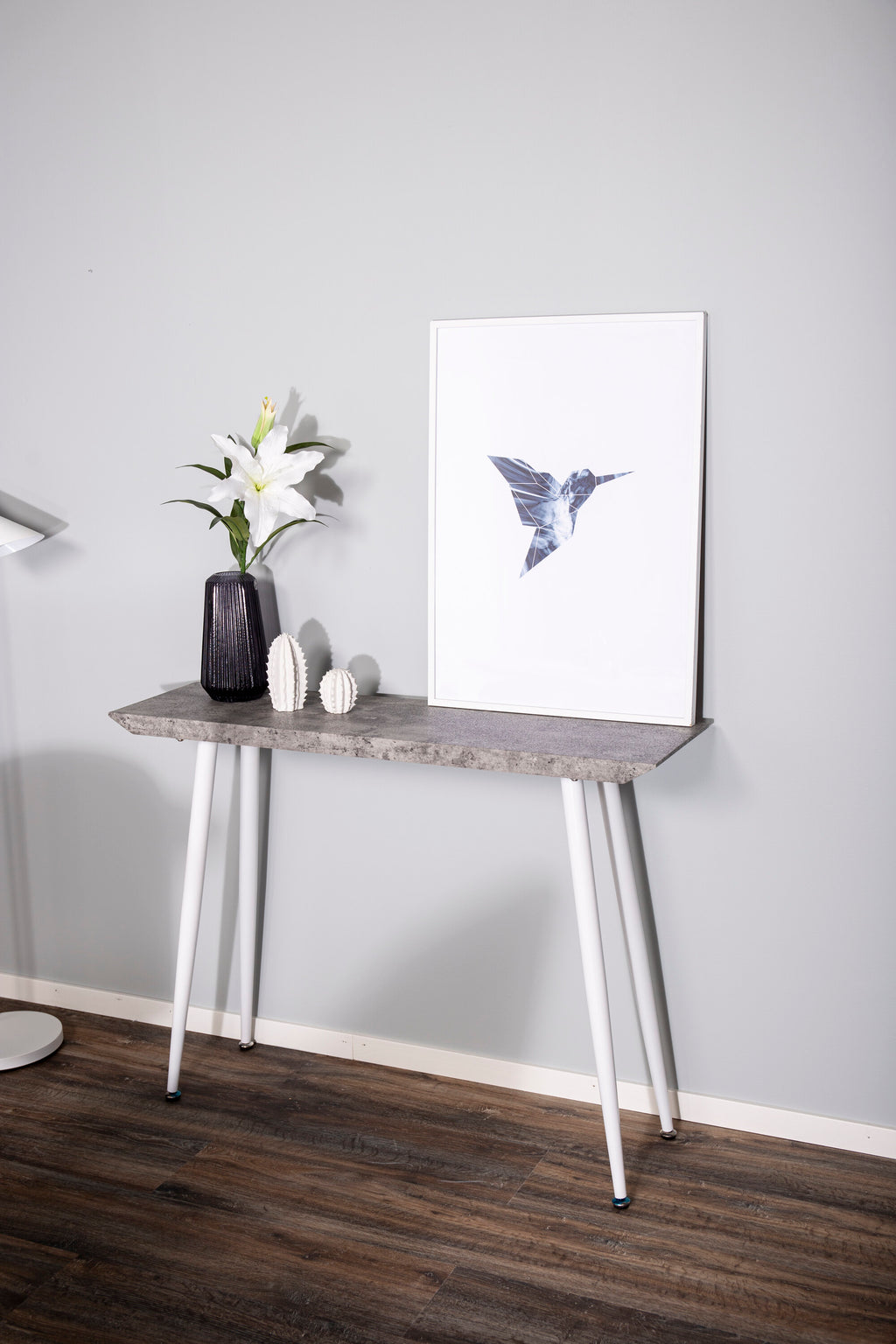 Edge sidobord vitt med betongutseende