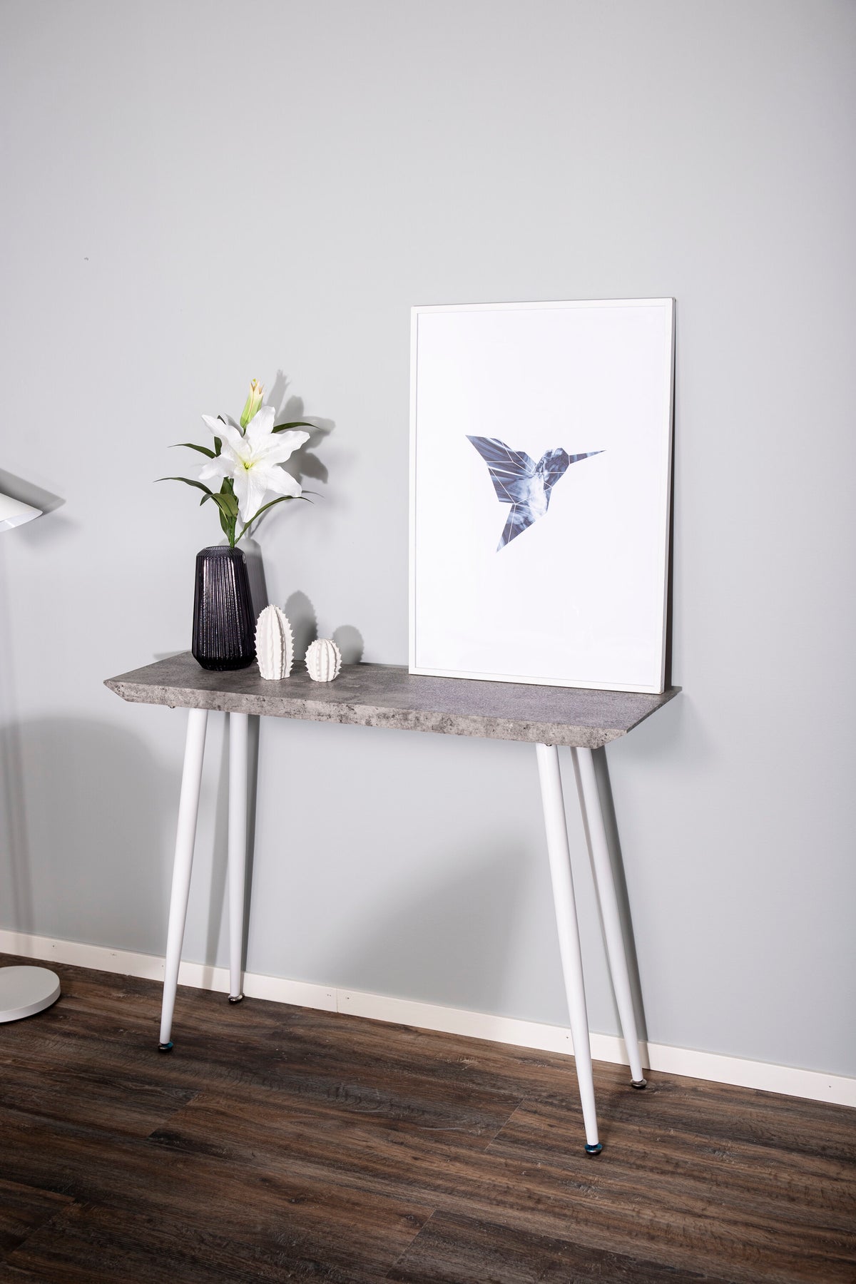 Edge sidobord vitt med betongutseende