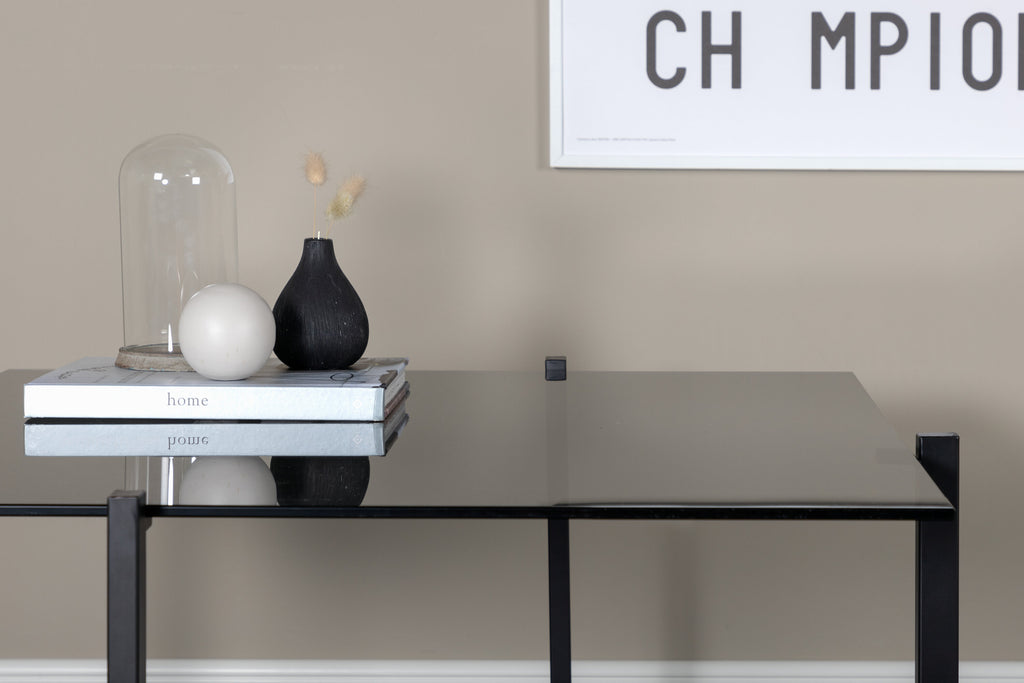 Hybrid soffbord 80x80 cm svart med grått rökglas