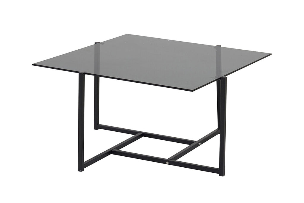 Hybrid soffbord 80x80 cm svart med grått rökglas