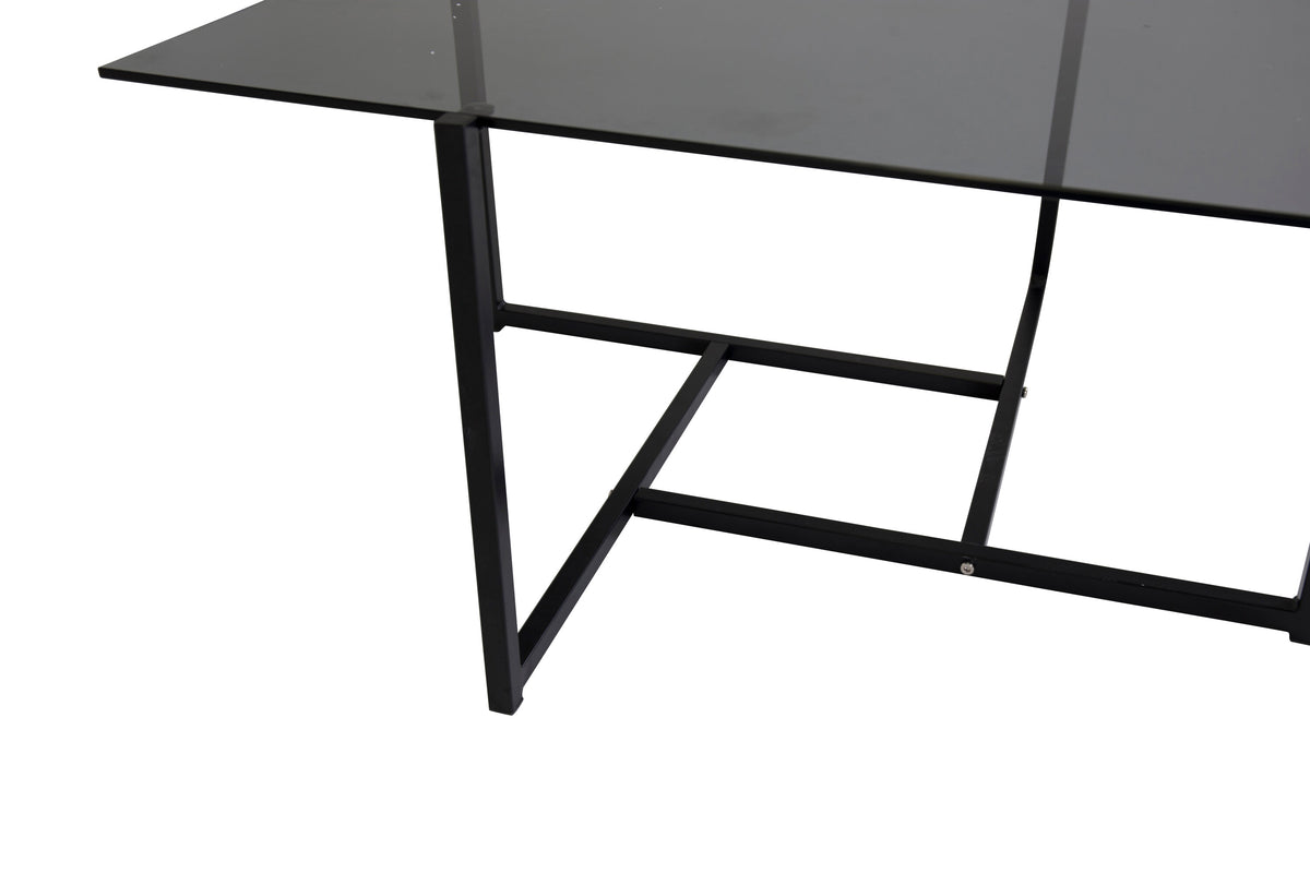 Hybrid soffbord 80x80 cm svart med grått rökglas