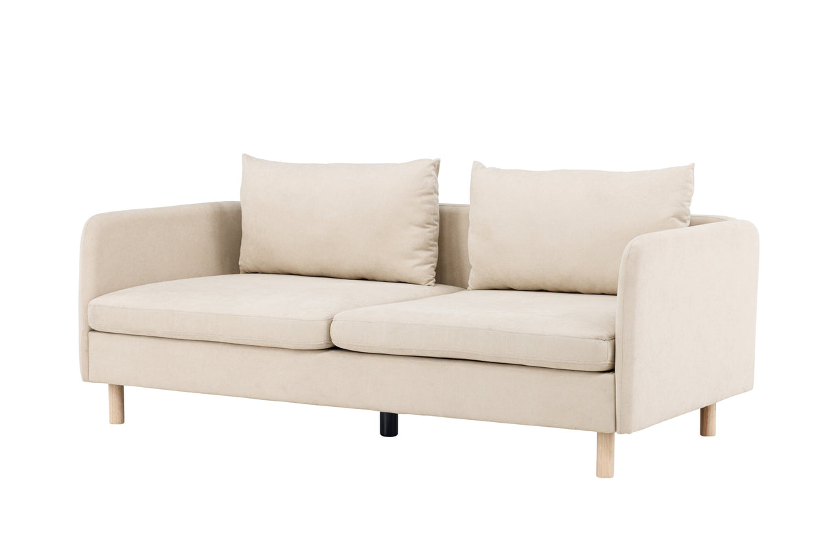 Zero 2-sitssoffa beige tyg och träutseende