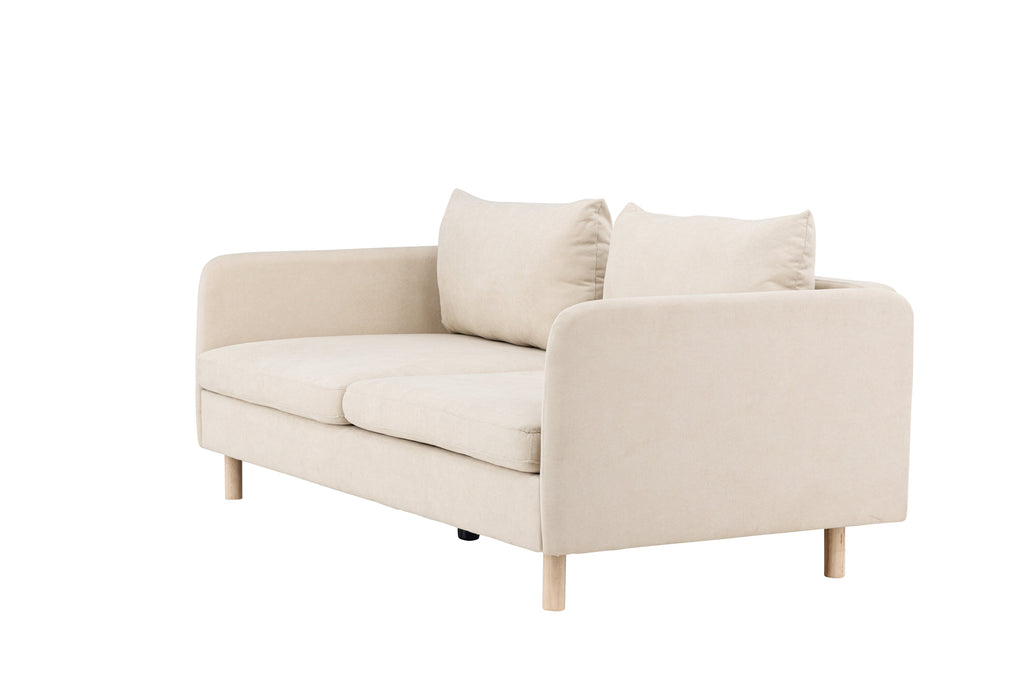 Zero 2-sitssoffa beige tyg och träutseende