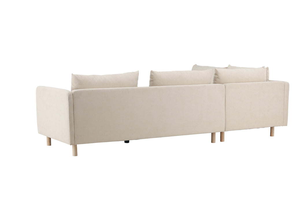 Zero hörnsoffa beige tyg och träutseende