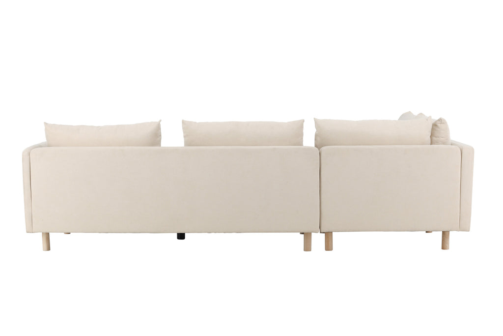Zero hörnsoffa beige tyg och träutseende