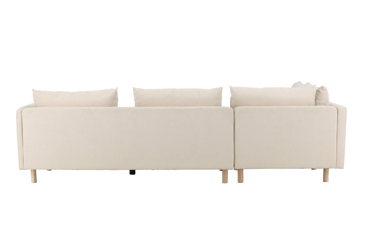 Zero hörnsoffa beige tyg och träutseende