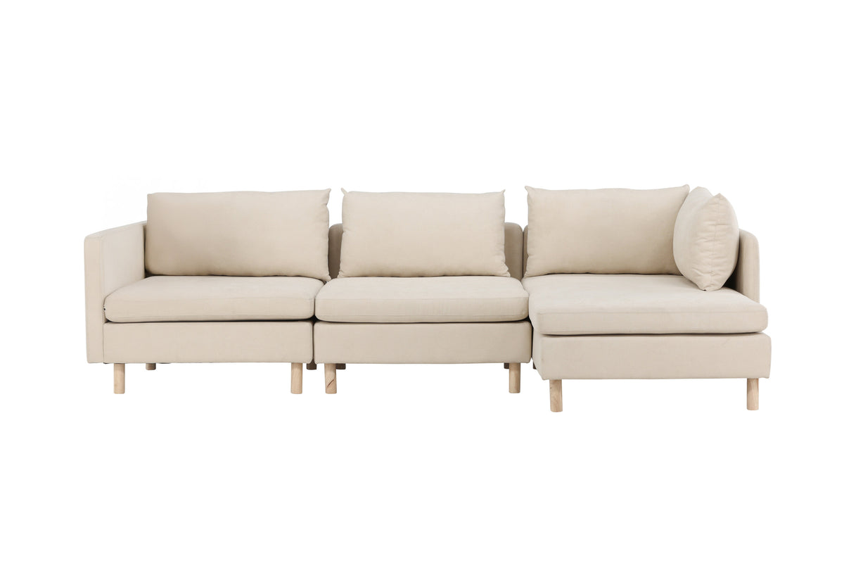 Zero 3-sitssoffa beige tyg och träutseende