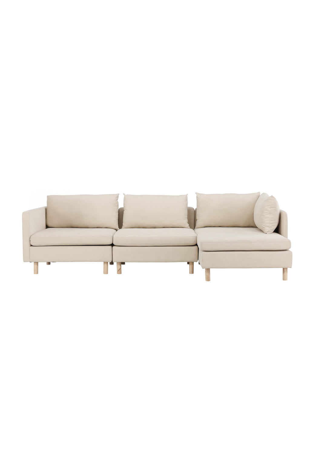 Zero 3-sitssoffa beige tyg och träutseende