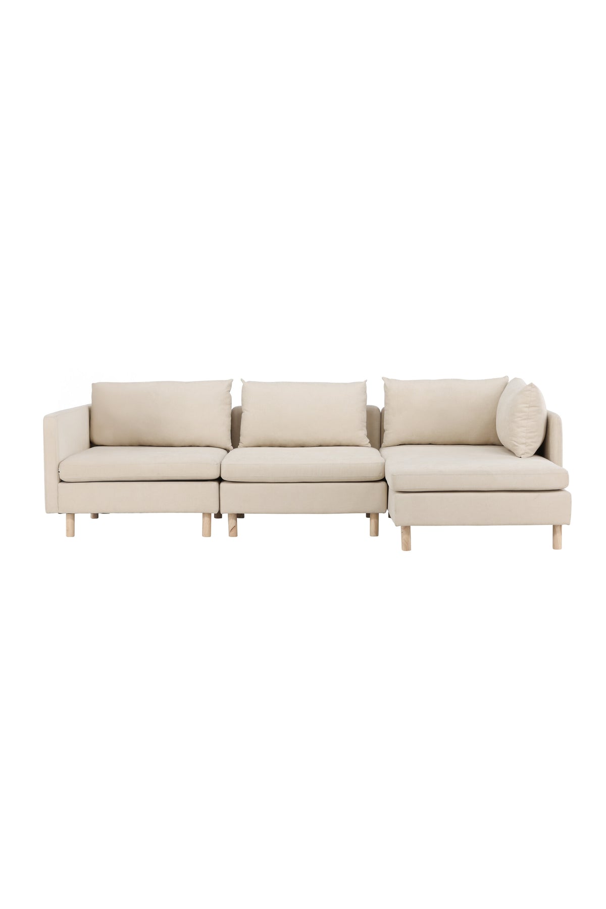 Zero 3-sitssoffa beige tyg och träutseende