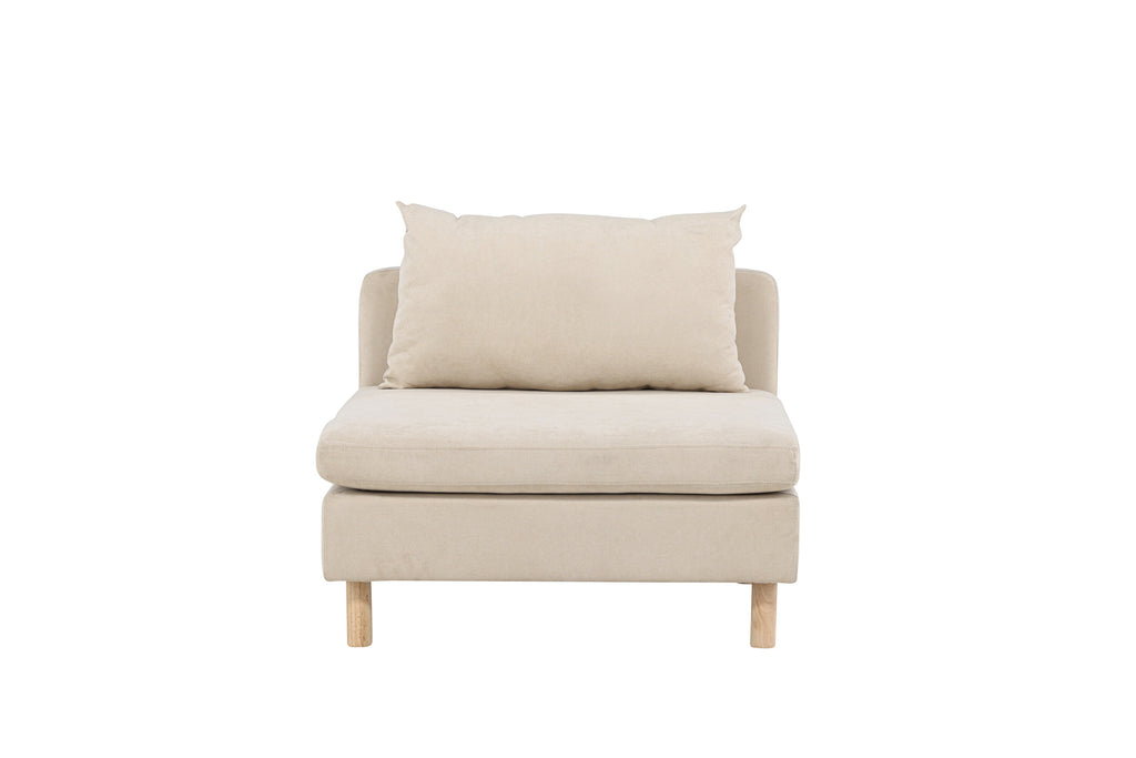 Zero soffmodul 1-sits beige tyg och träutseende