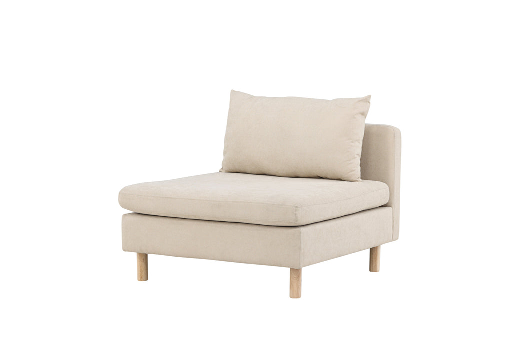 Zero soffmodul 1-sits beige tyg och träutseende