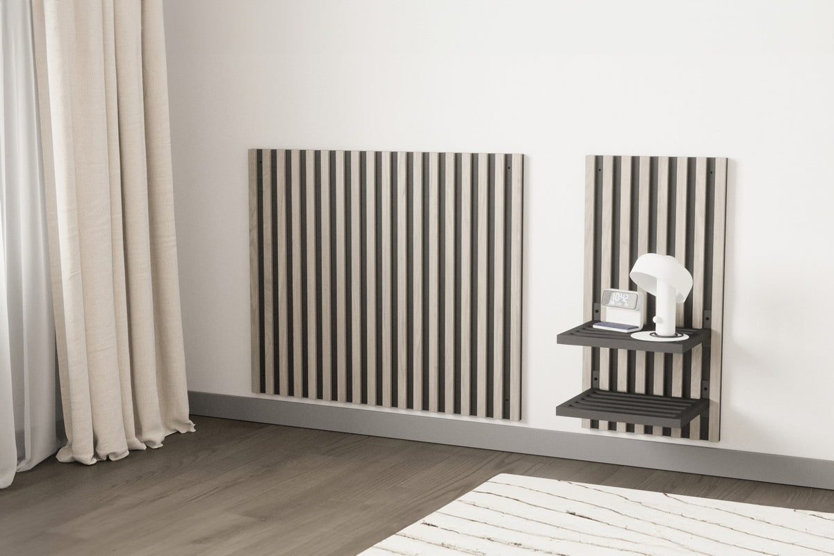 Toulon väggpanel för sängbord 40,5x80x2,8 cm svart och vitlaserad MDF