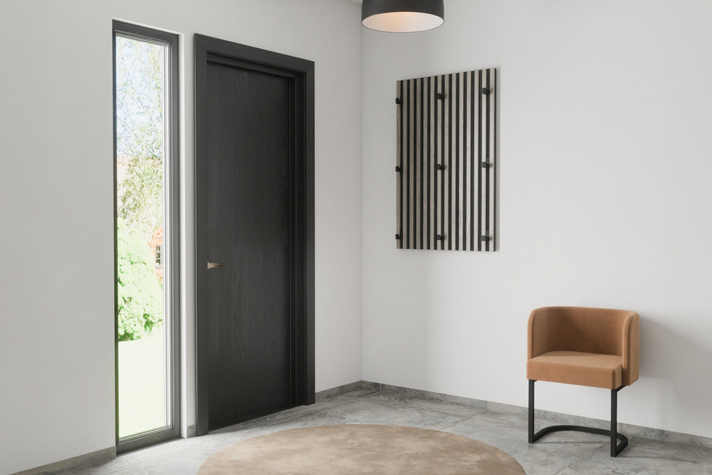 Nimes vägghängare 73x3x114 cm svart/vitlaserad MDF