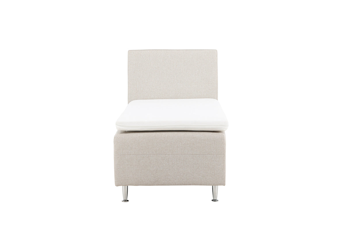 Mesa enkelsäng 90x200 cm beige tyg Lino 02/matt silver