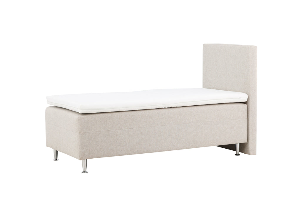 Mesa enkelsäng 90x200 cm beige tyg Lino 02/matt silver
