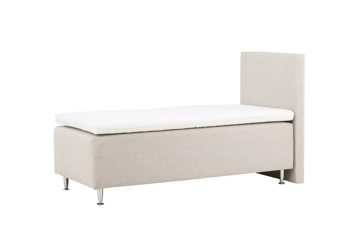 Mesa enkelsäng 90x200 cm beige tyg Lino 02/matt silver