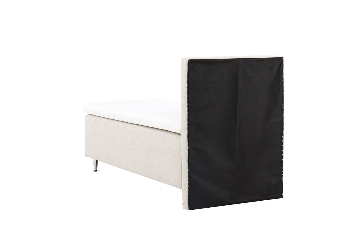 Mesa enkelsäng 90x200 cm beige tyg Lino 02/matt silver