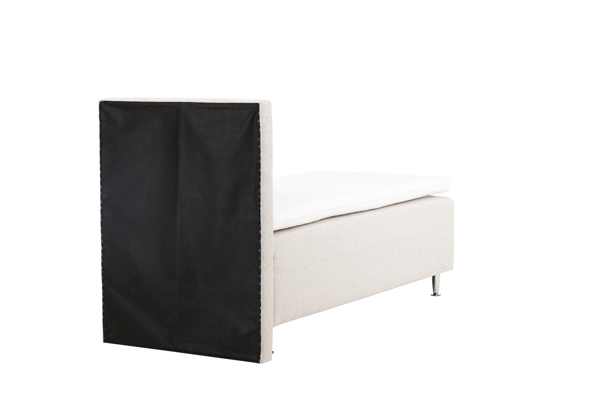 Mesa enkelsäng 90x200 cm beige tyg Lino 02/matt silver
