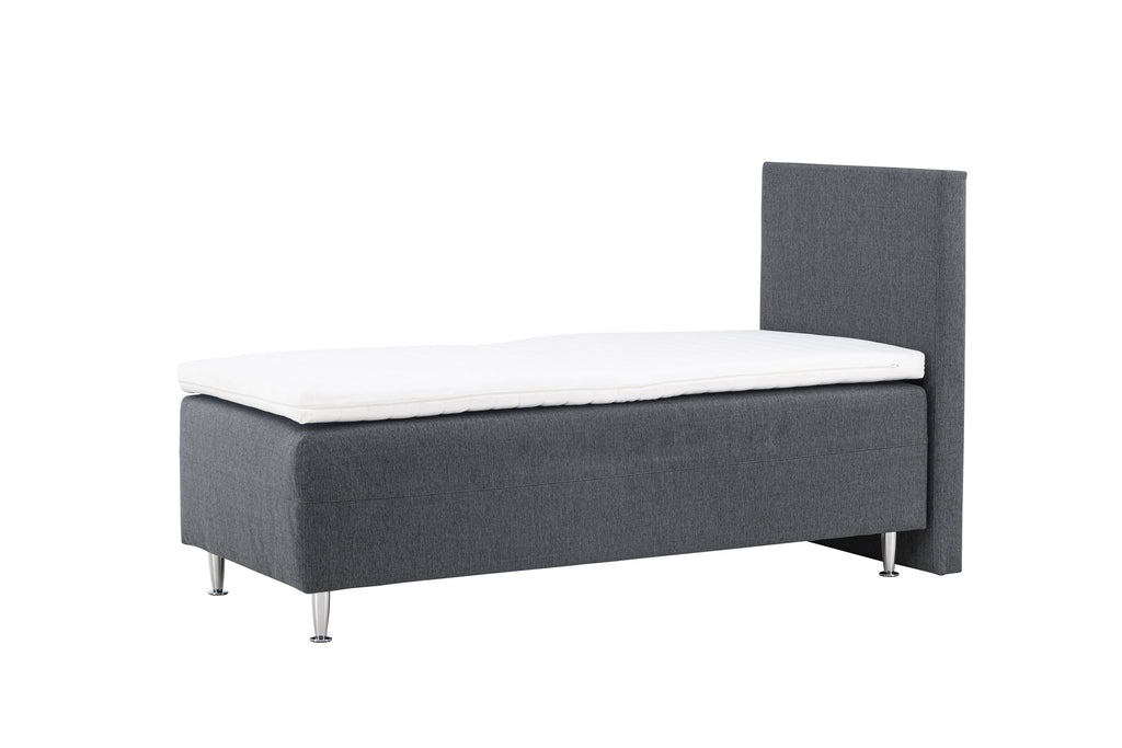 Mesa enkelsäng 90x200 cm mörkgrått tyg Lino 12/matt silver