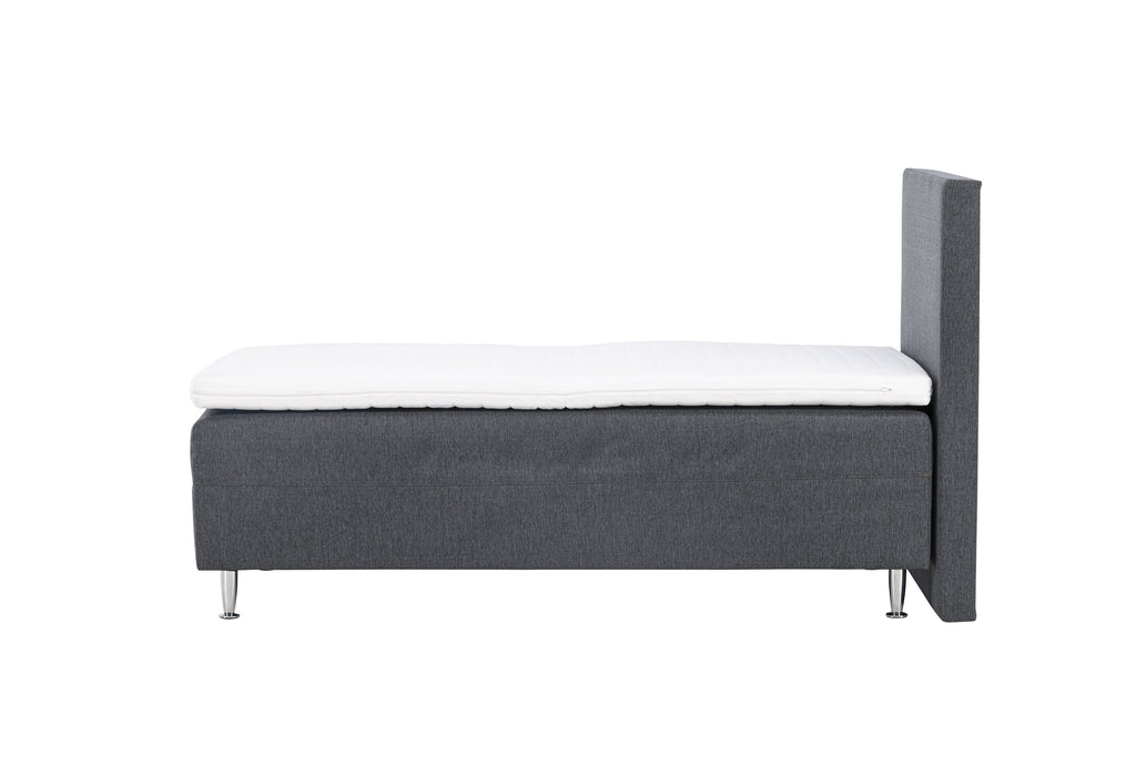 Mesa enkelsäng 90x200 cm mörkgrått tyg Lino 12/matt silver