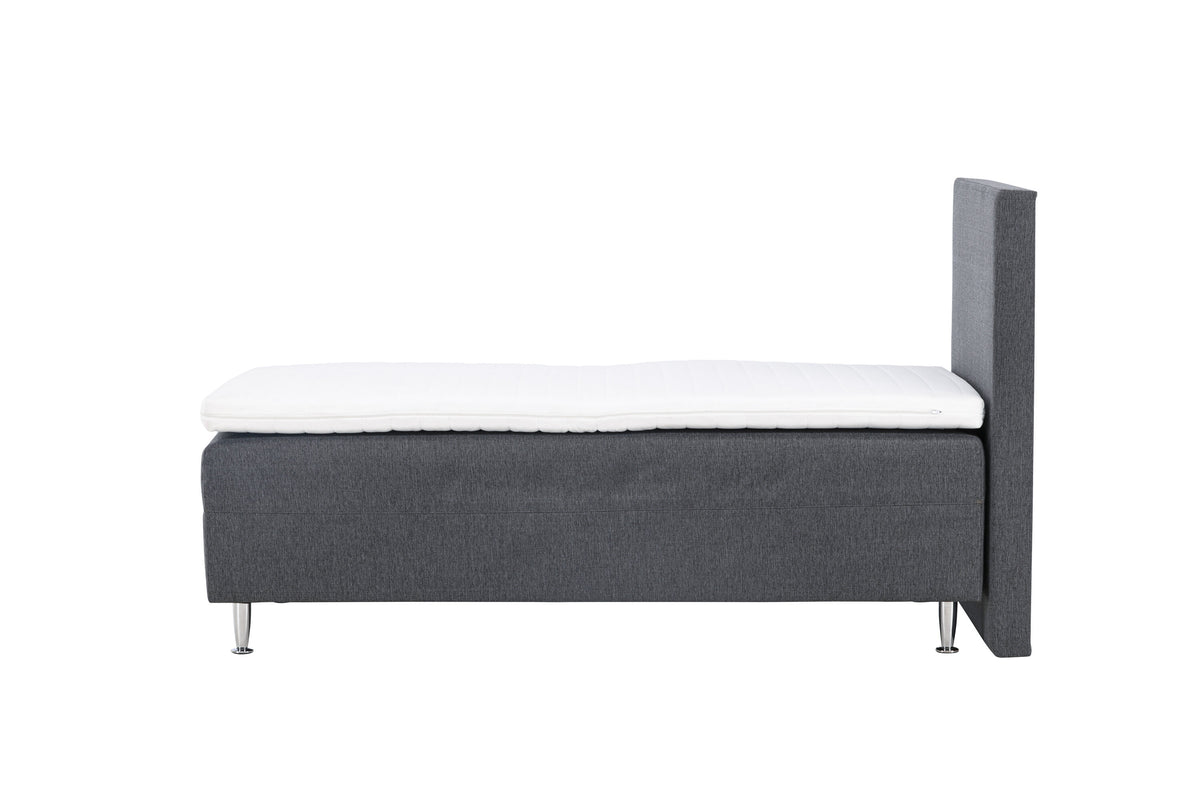 Mesa enkelsäng 90x200 cm mörkgrått tyg Lino 12/matt silver